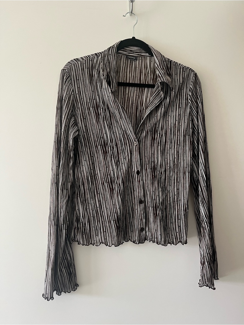 Mexx Semi Sheer Brown and White Blouse